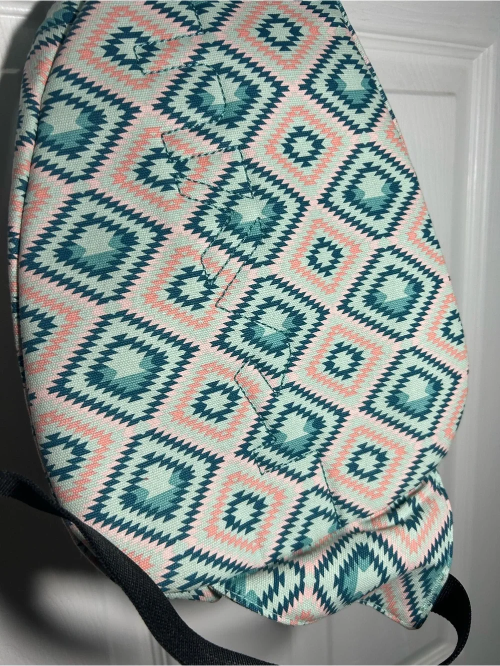 KAVU Rope Bag Sunset Diamond Teal Pink Aztec Sling Bag